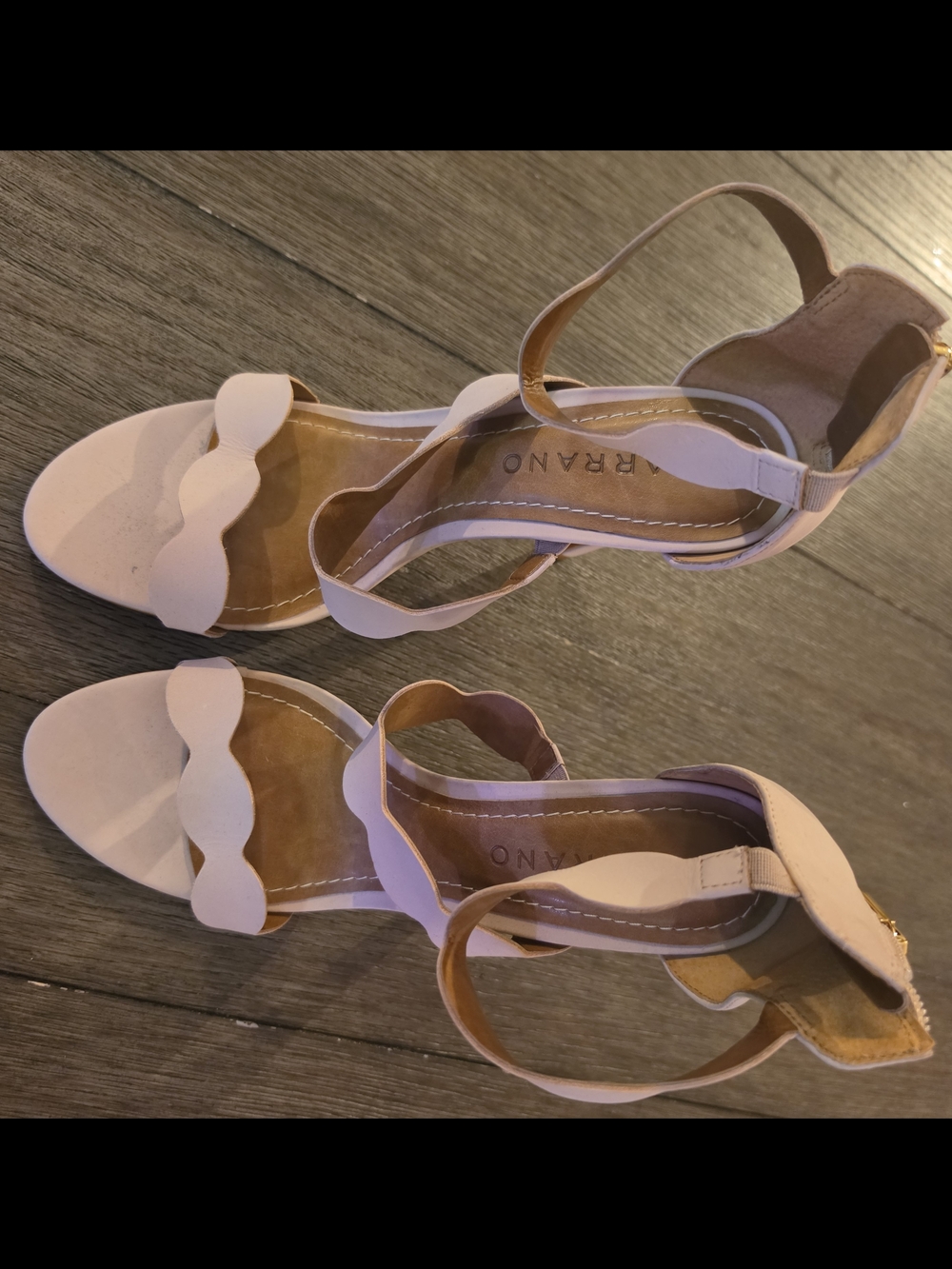 Carrano Taupe/Scallop Strap Zipper Women's Heels Size 9